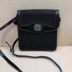 Coldwater Creek 3-Piece Black Heart Jacquard Crossbody Organizer Bag